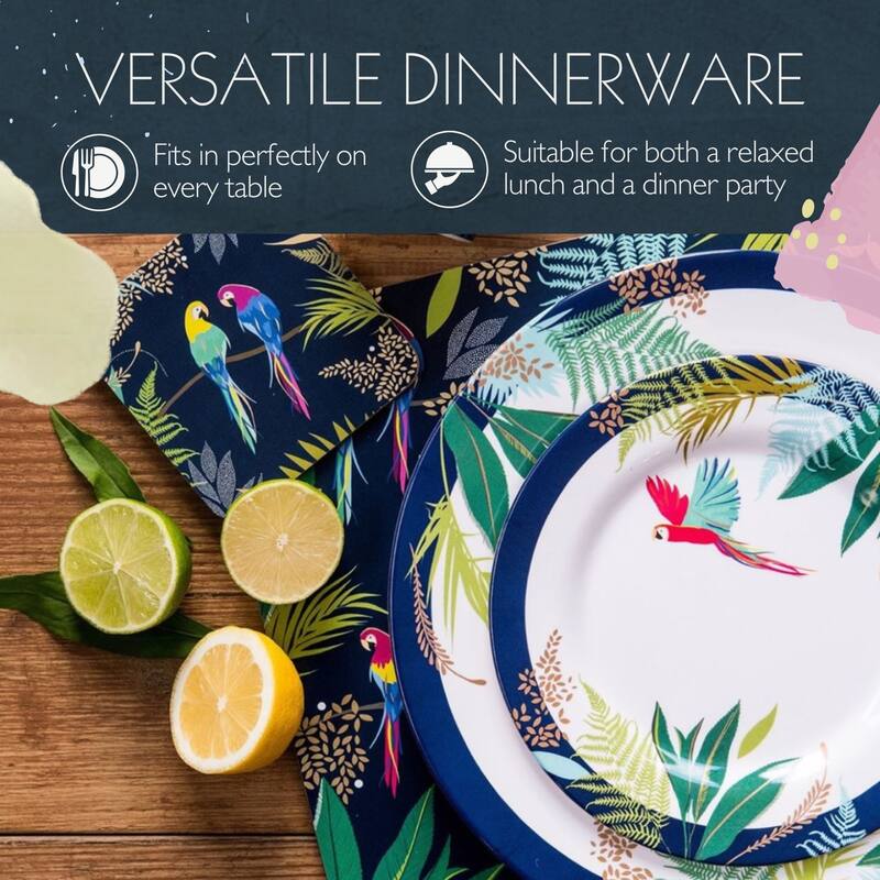 Portmeirion Set of 4 Sara Miller London Parrot Melamine Plates