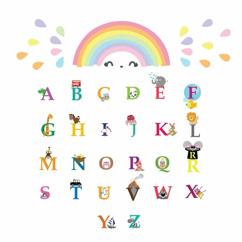 Walplus Colorful Rainbow Alphabet Kids Wall Stickers Nursery Décor Decal