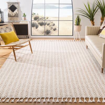 SAFAVIEH Handmade Natura Sejla Transitional Geometric Beige Wool Rug