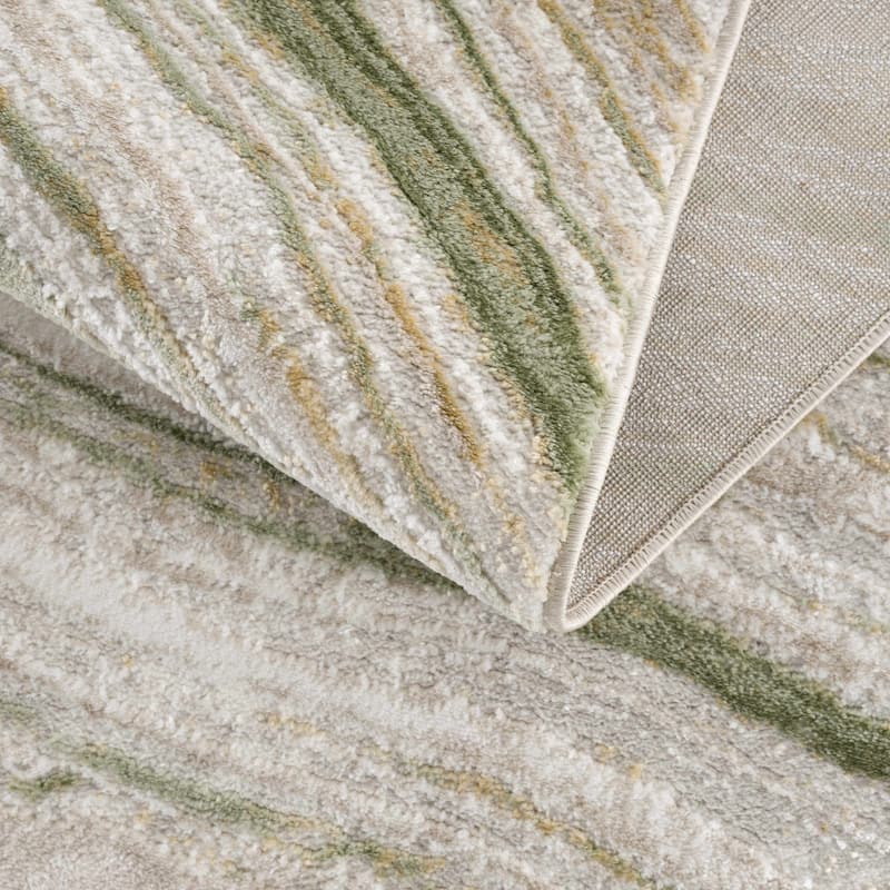 Hauteloom Liverpool Living Room, Bedroom Area Rug - Contemporary - Cream,Green - 7'10" x 10'
