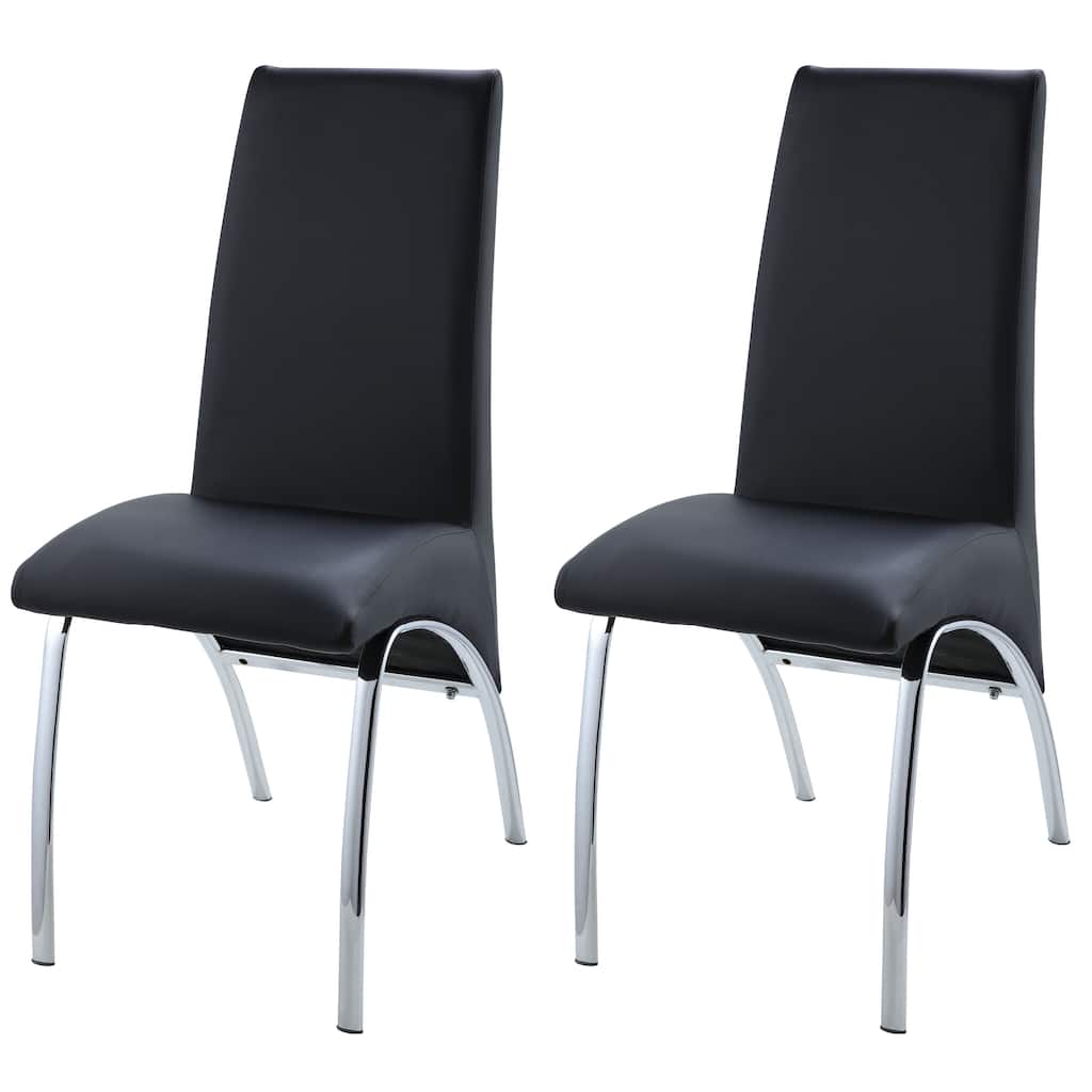 Black and Chrome Armless Solid Back Side Chair (Set of 2)