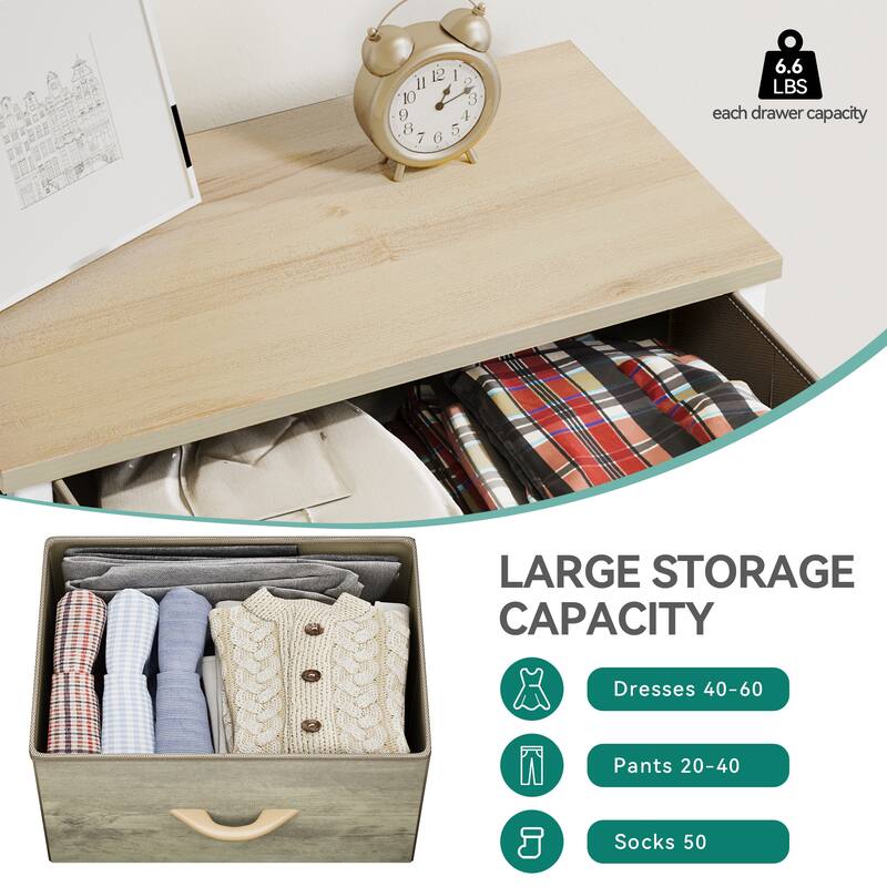 Modern Wide Dresser Storage Tower with 4 Drawers