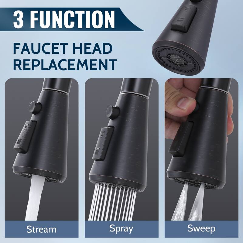 WOWOW Stainless Steel Kitchen Sprayer Head - 3 Modes with 9 Adapters