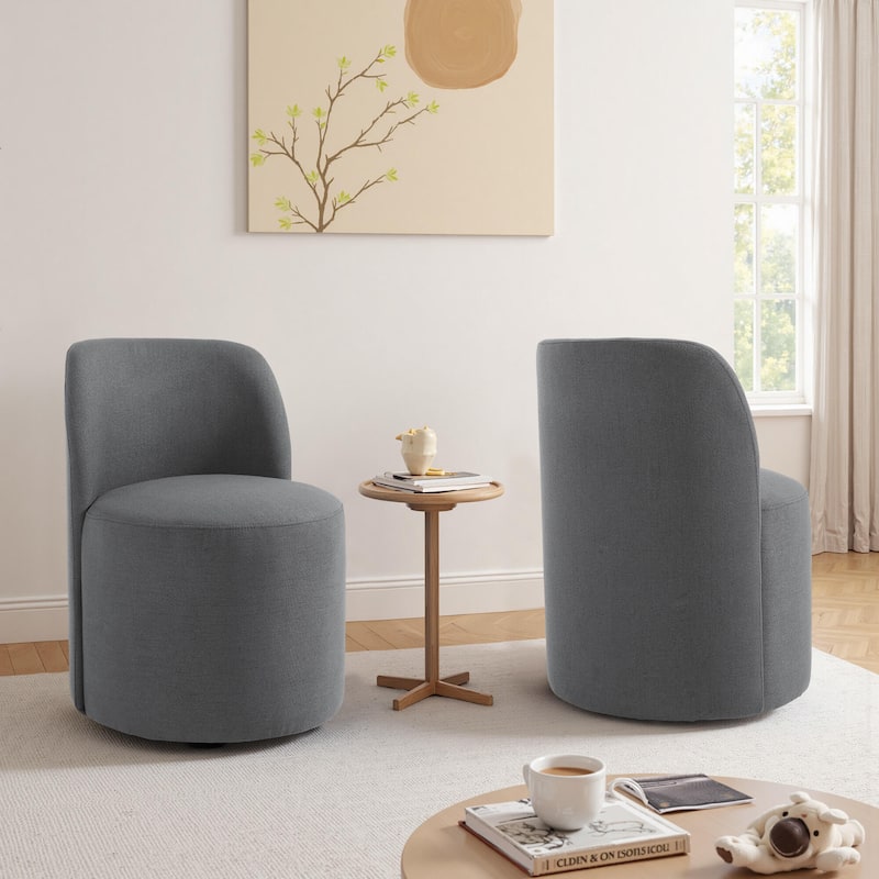 UIXE 2 Set Luxury Upholstered Dining Chairs Dining Room Kitchen Side Chair - Dark Grey-Fabric
