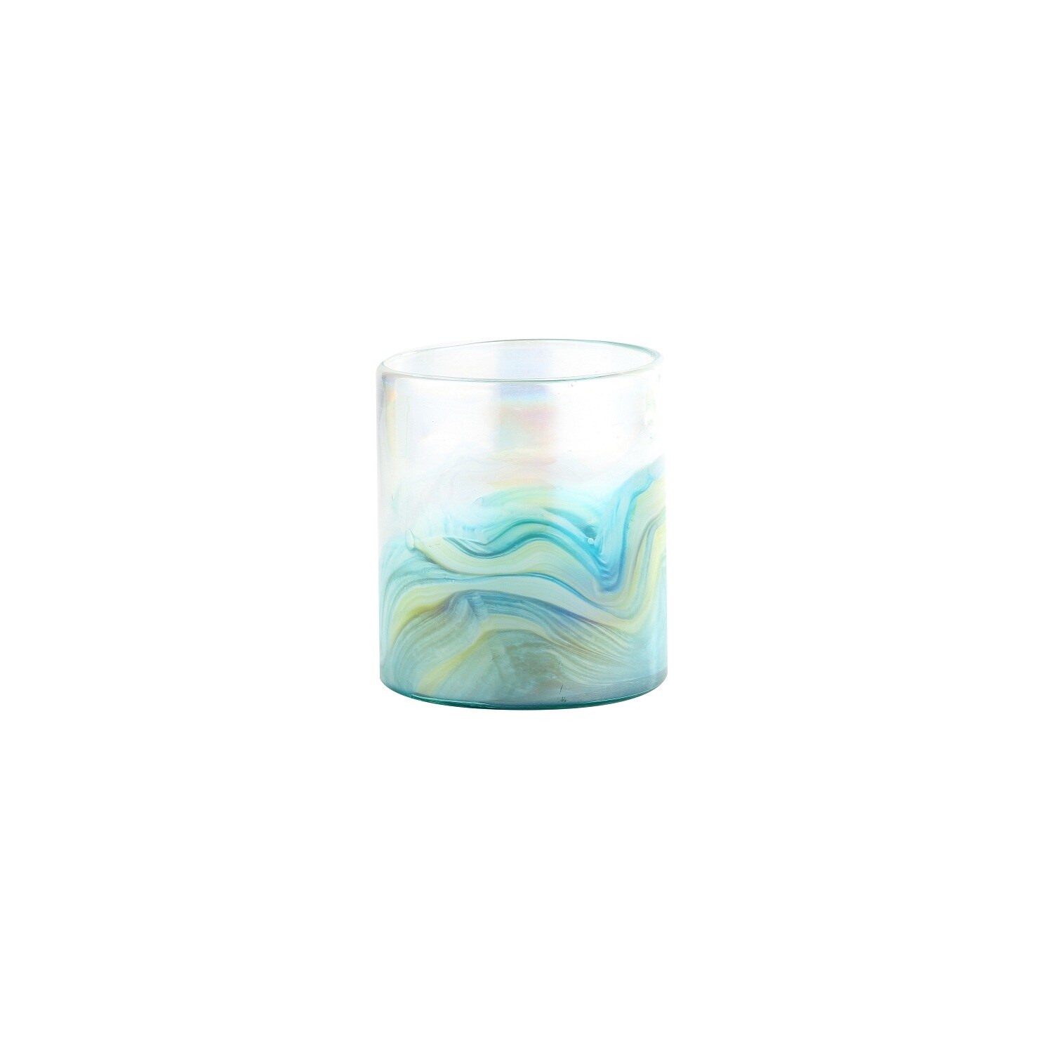 Shop 6 5 Blue And Yellow Abstract Design Cylindrical Glass Vase