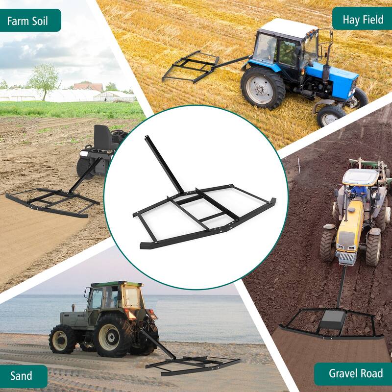 Gymax 66'' Wide Driveway Drag Tow-Behind Leveling Rake w/Reinforced