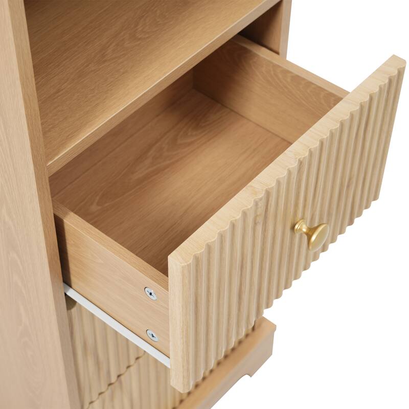 GDFStudio - Nazir 67.7"H Traditional Freestanding Bathroom Storage Cabinet with Soft-Close Glide Drawers & Adjustable Shelf