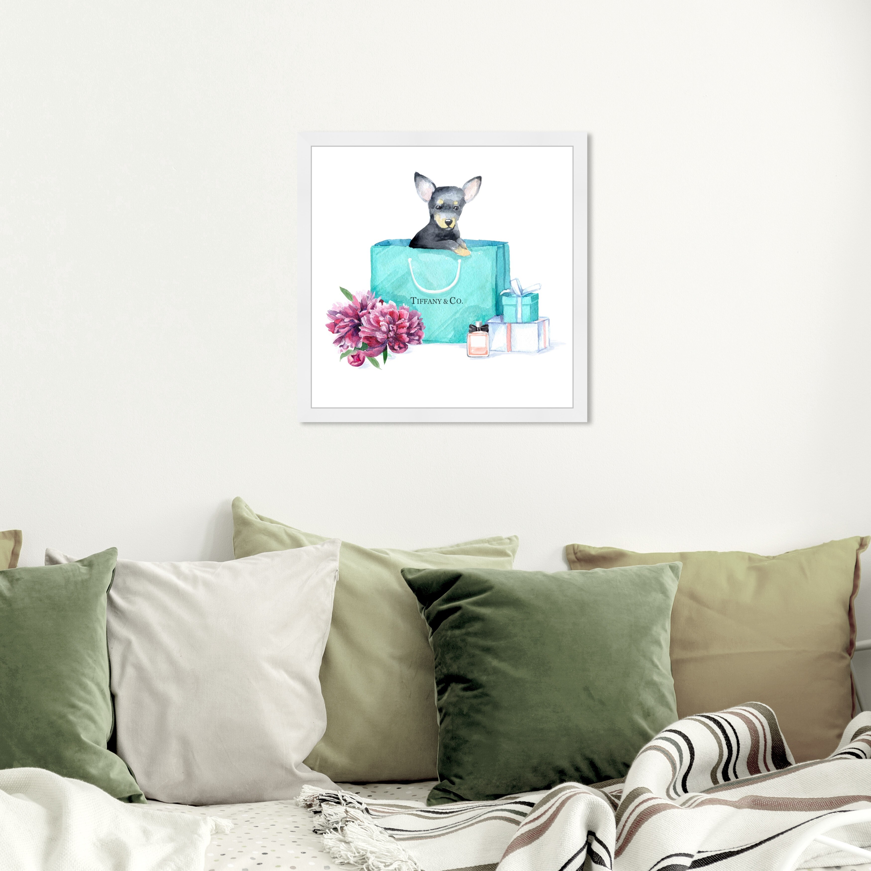 Oliver Gal 'acqua chic chihuahua' Animals Wall Art Framed Print