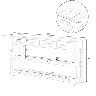 Console Table with double shelves and drawers