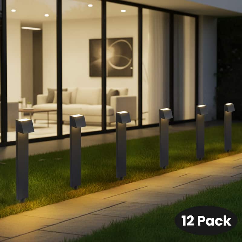 C Cattleya Low Voltage Matte Black Aluminum LED Outdoor Path Lights - 12-Pack
