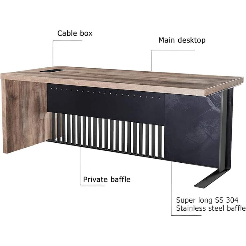 WESOME Modern Executive Office Desk Computer Bussiness Desk with Cable Management