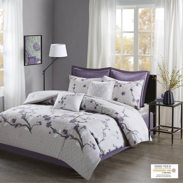 Shop Madison Park Isabella Purple 8 Piece Cotton Comforter Set On Sale Overstock 20010172