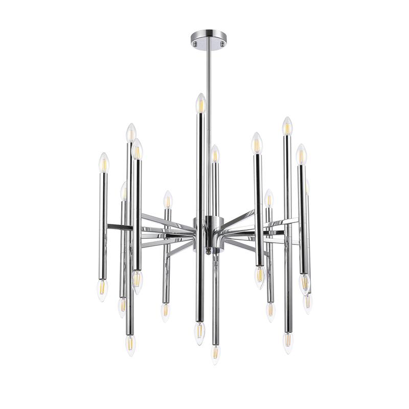 24-Light Modern Sputnik Chandelier in Chrome Finish - N/A