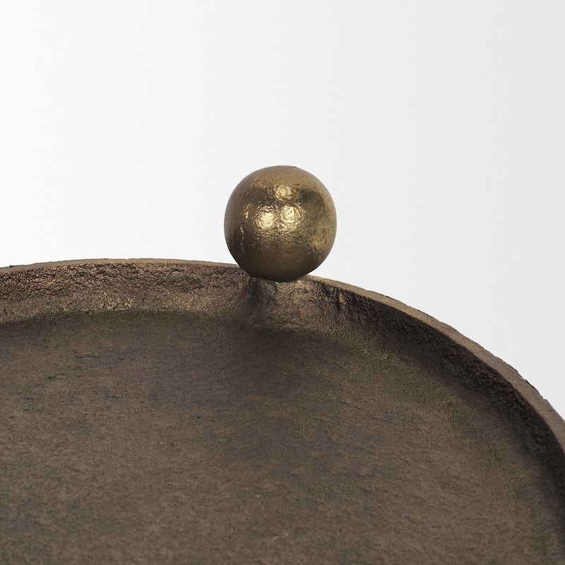 Jianna Large Oval Textured Antiqued Gold Metal Tray with Handles