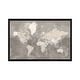 preview thumbnail 9 of 13, iCanvas "Brown Detailed World Map With Cities, Davey" by blursbyai Framed Ebony - 18x26