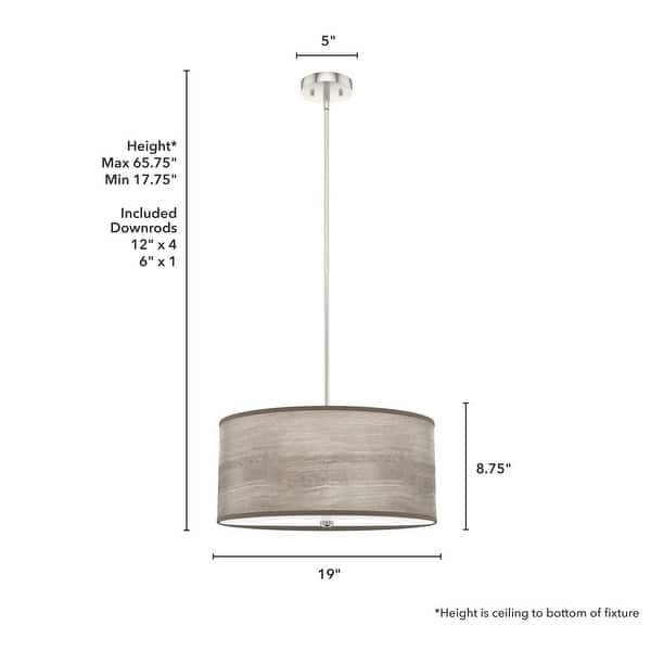 dimension image slide 10 of 13, Hunter Solhaven Drum Pendant Light