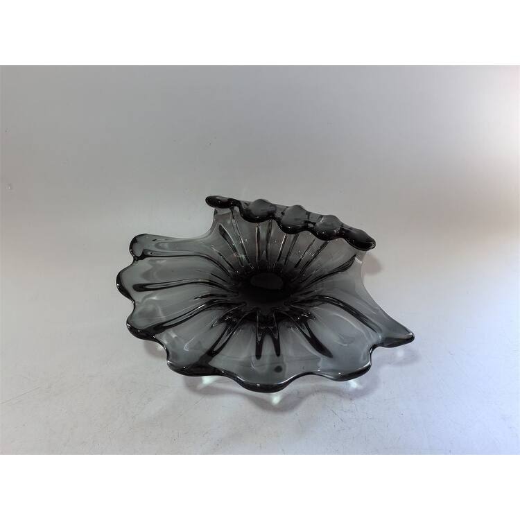 Modern Sculptural Glass Centerpiece Bowl Decorative Accent 14"x10"