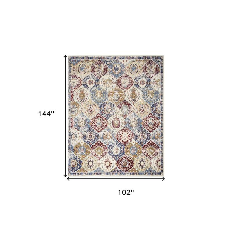 Power Loomed Distressed Floral Traditional Non Skid Stain Resistant Area Rug - 144' X '102' X '0.5