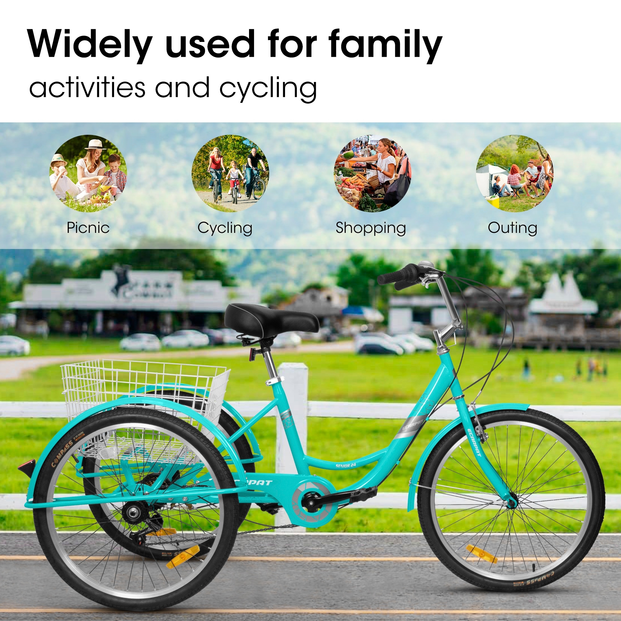 3 wheeled bicycles for sale near me EOYOBIKE Adult Folding Tricycle, 7-Speed 3-Wheel Cruiser Bike with Low Step-Through Frame, Large Rear Basket, Adjustable Seat, 20/24/26 Inch Options (Frosted Blue, 20 Inch) : Sports & Outdoors wheel suitable for rider height Adult Tricycles for Sale |