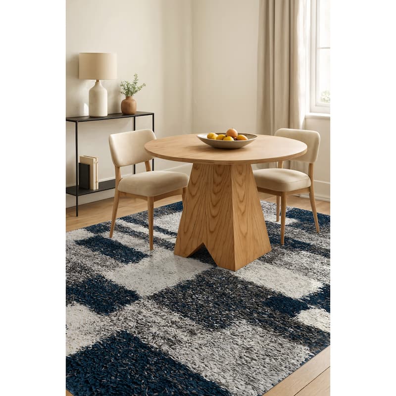 World Rug Gallery Distressed Modern Boxes Plush Shag Area Rug