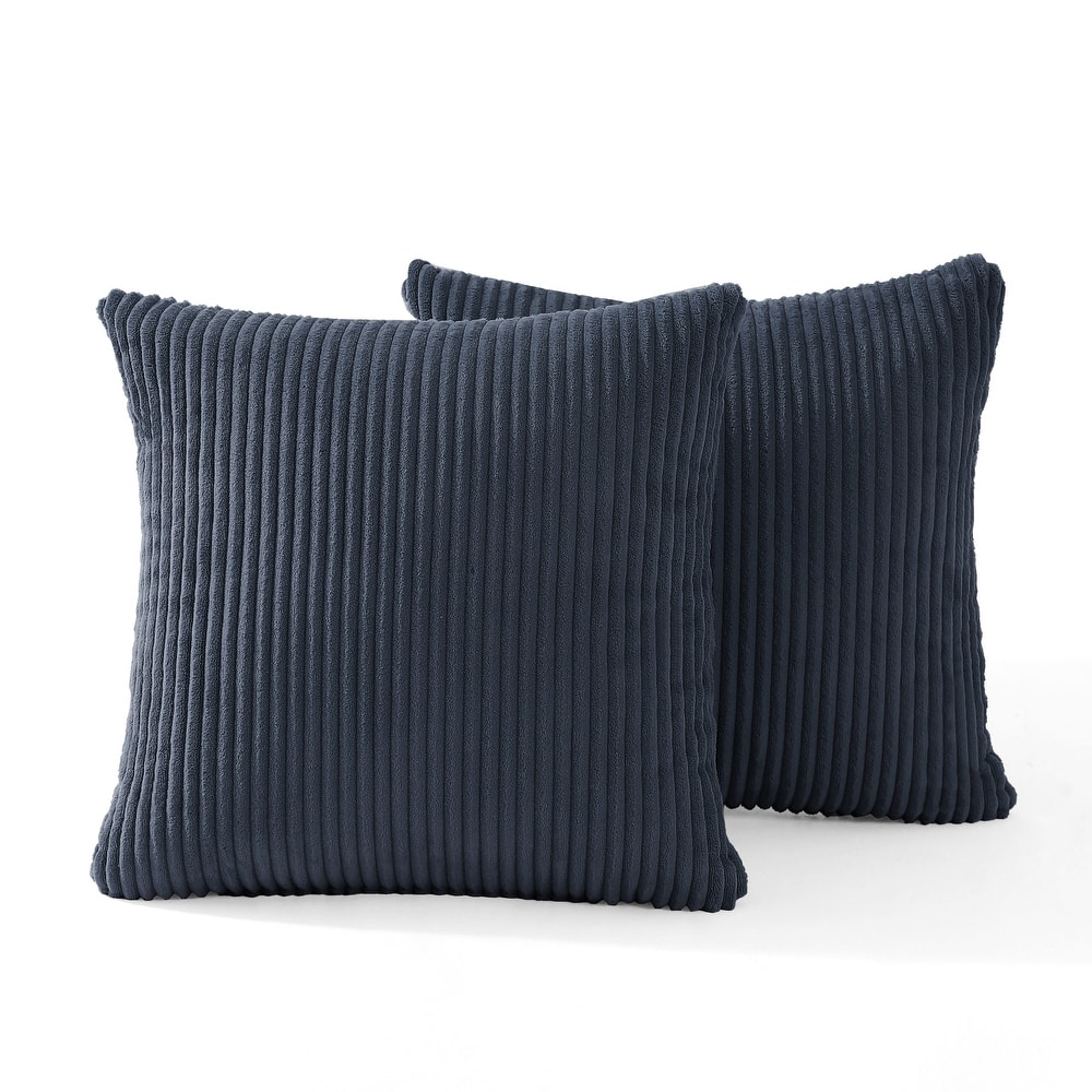 Set of 2 Modern Square Corduroy Accent Throw Pillow