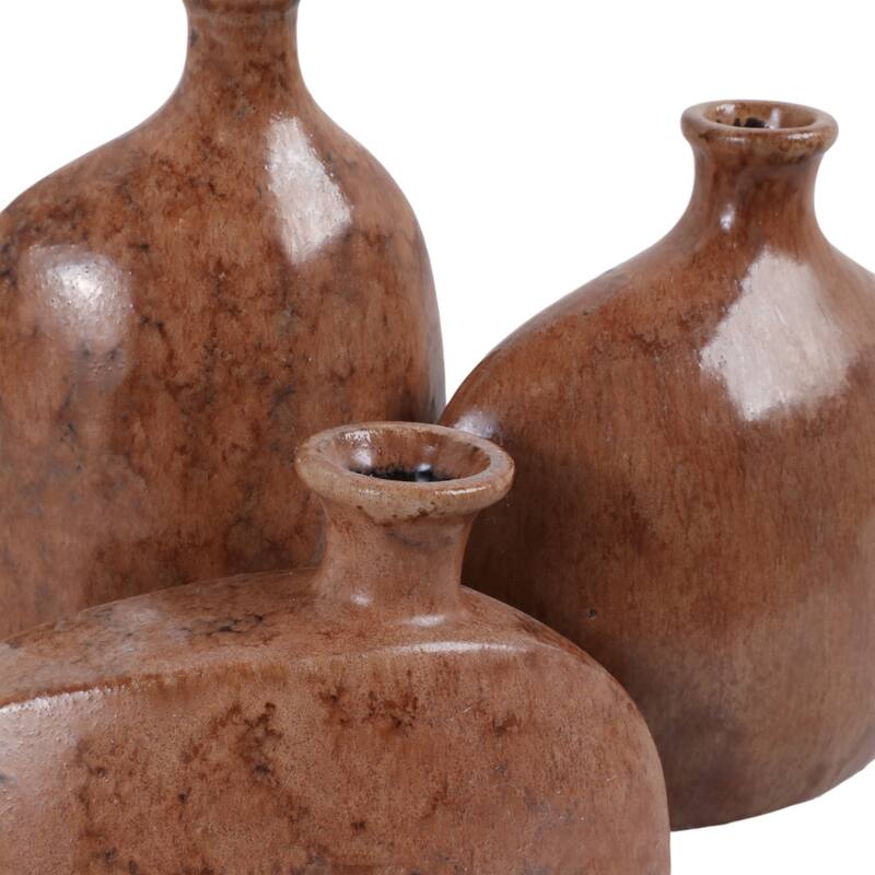 Stoneware Decorative Vases Sleek Sculptural Design Modern (Set of 3)