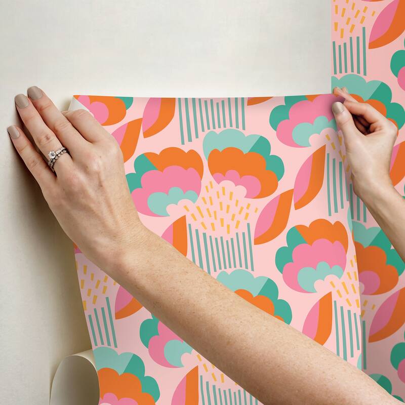 Megan Carter Retro Esme Pink Peel and Stick Wallpaper