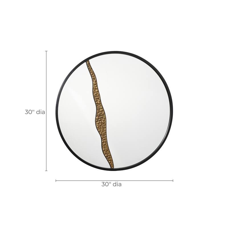 Goldrush Black Metal Frame Round Wall Mirror - 30" H x 30" W x 0.79" D