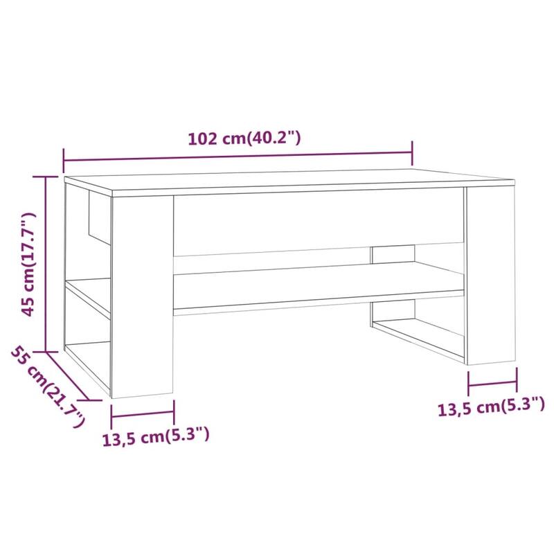 vidaXL Coffee Table multicolor 40.2"x21.7"x17.7" Engineered Wood