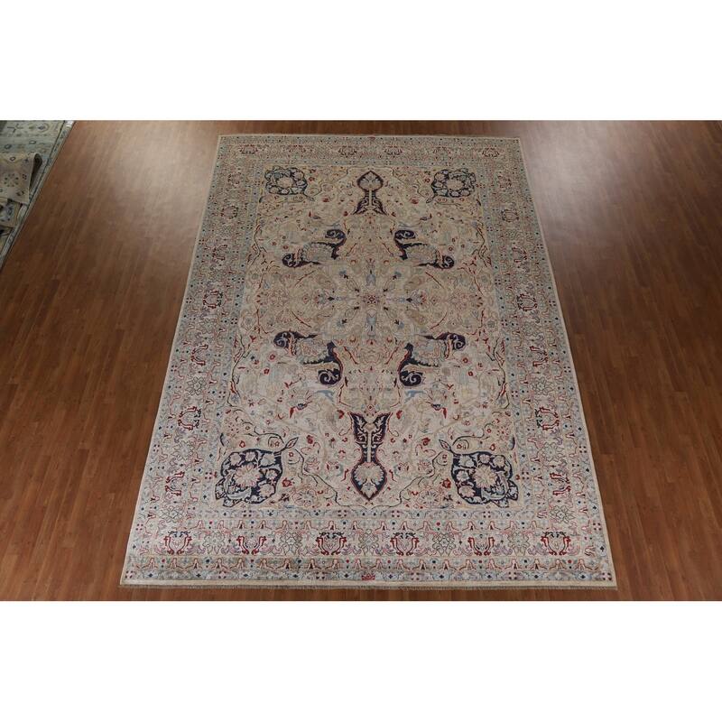 Hand Knotted Oriental 100% Wool Carpet Traditional Floral Beige & Ivories Sultanabad Area Rug - 14' 1'' X 10' 0''