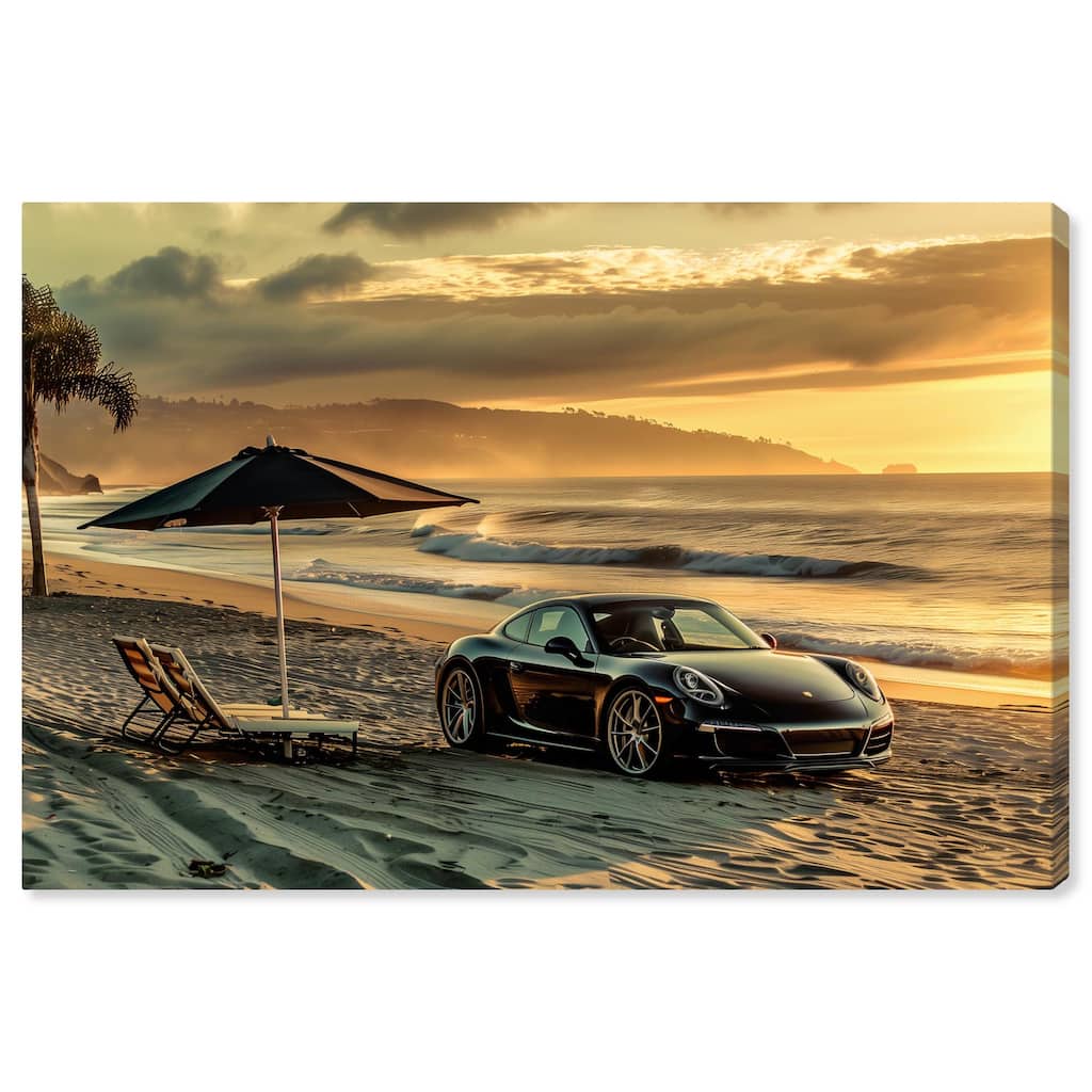 Lovely Sunset Beach Drive Canvas by Art Remedy, Gallery Wrapped
