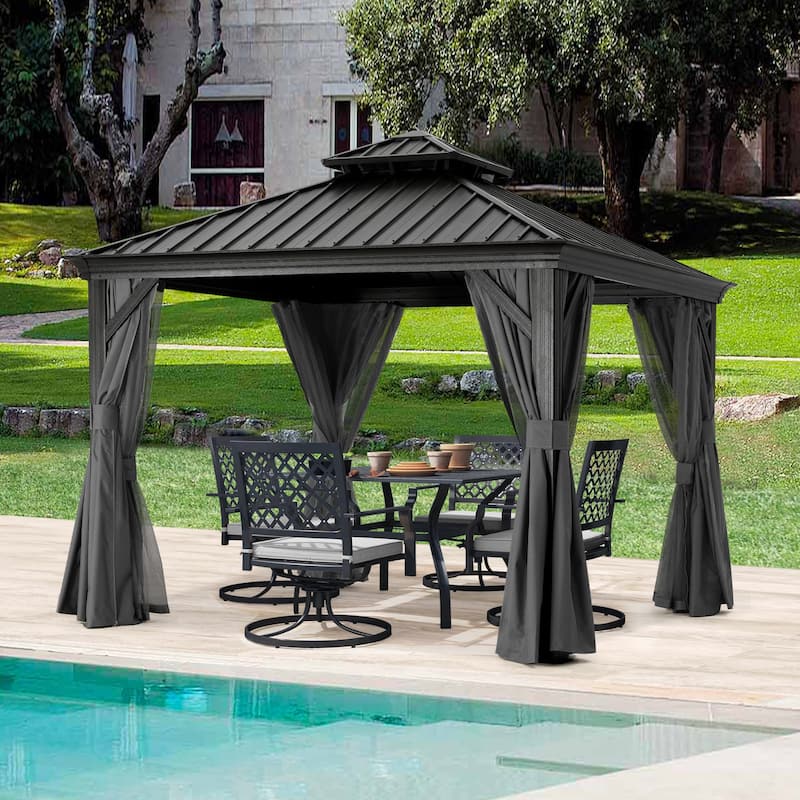 ABCCANOPY Outdoor Hardtop Gazebo with Galvanized Steel Double Roof - 10x10 - Grey