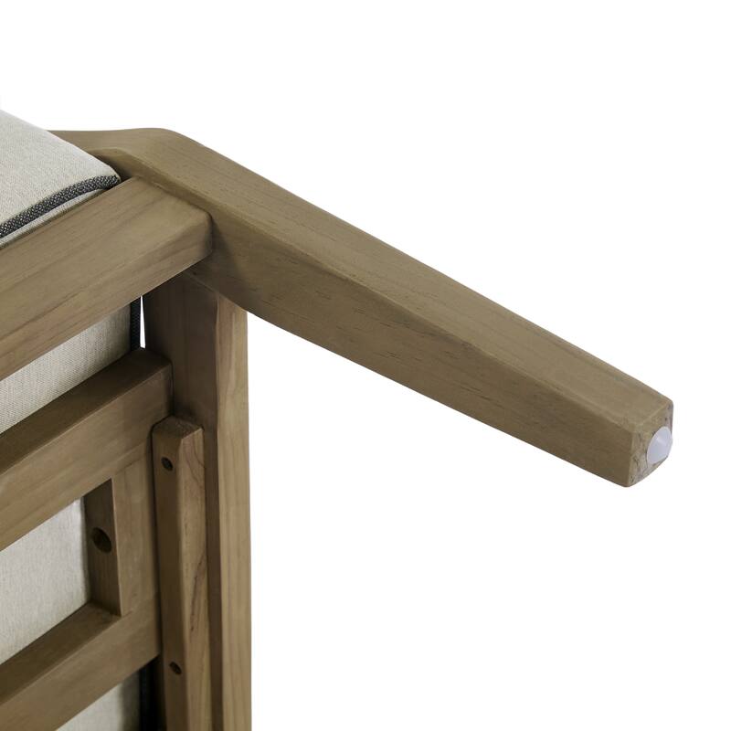 Set of 2 Outdoor Teak Wood Armchairs with Cushions, Patio Club Chairs