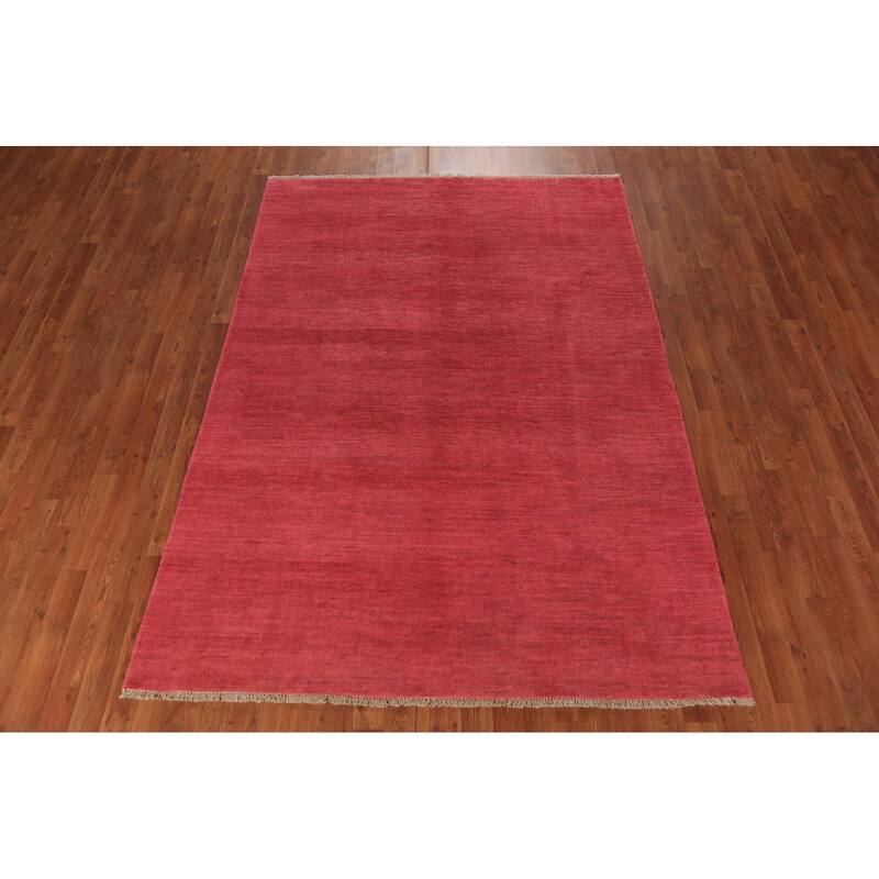 Pink Modern Gabbeh Oriental Area Rug Handmade Tribal Wool Carpet - 5'6" x 7'10"