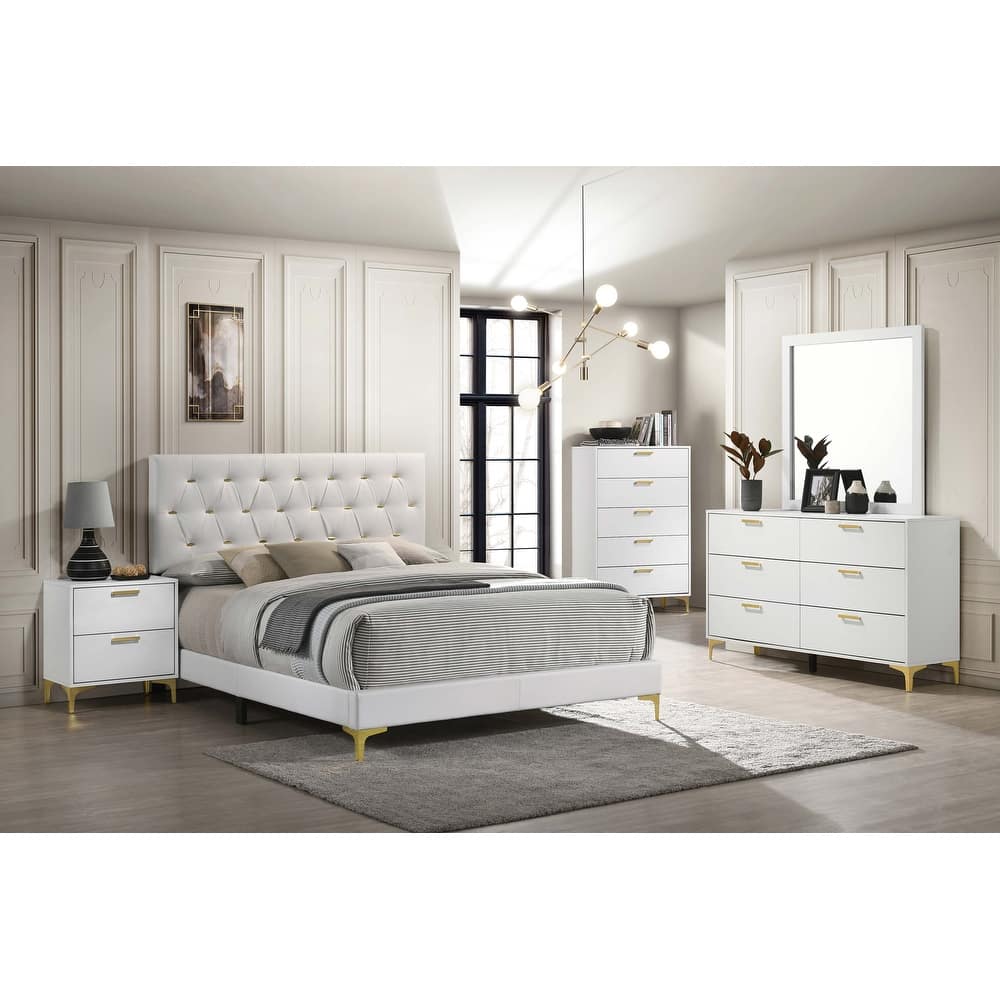 Kendall 5-piece Bedroom Set White And Black/Gold