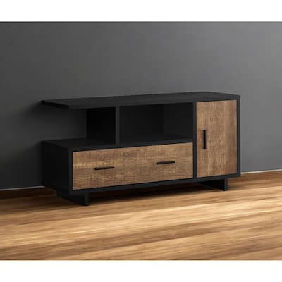 HomeRoots 47" Brown and Black Cabinet Enclosed Storage TV Stand - n/a