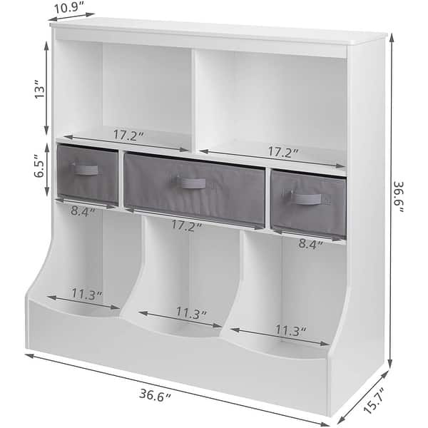 dimension image slide 2 of 4, UTEX Toy Storage Organizer with Bookcase for Books,Toys