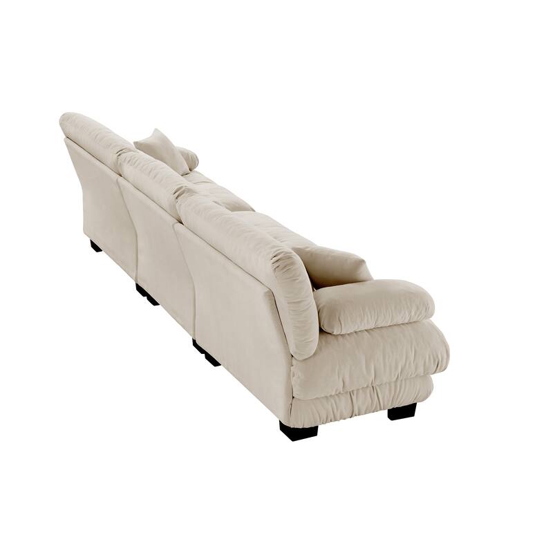 Roomfitters 3-Seater Modular Chenille Sofa, Deep Seat Cloud Couch with Round Bolster Armrests