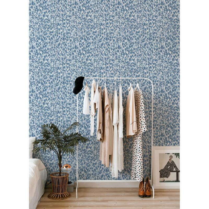 A-Street Prints Flavia Blue Animal Print Wallpaper