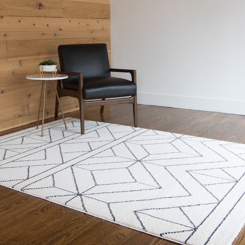 Carson Carrington Iseras Modern Geometric Area Rug - 7'10" x 10' - Off-White - Rectangle
