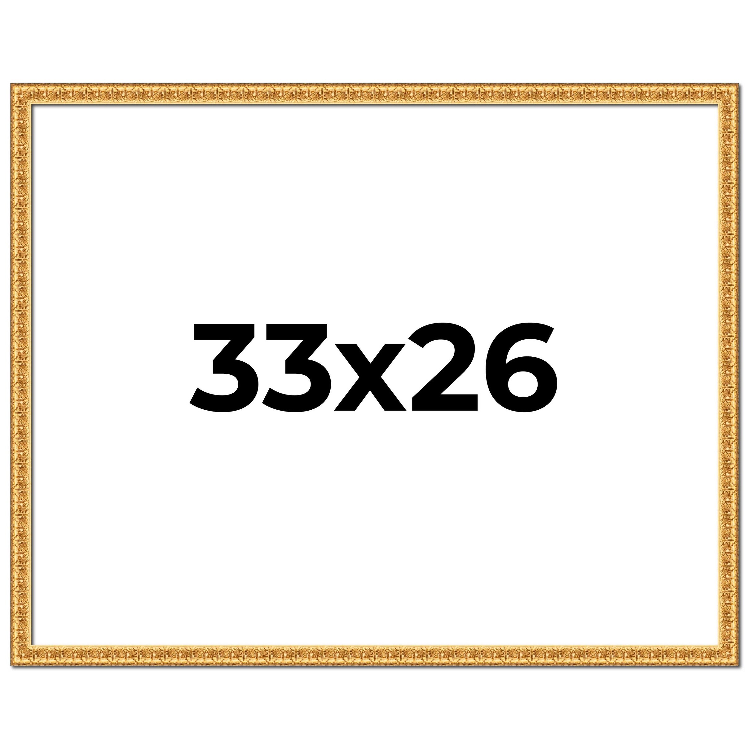33x26 Frame Gold Real Wood Picture Frame Width 1 inches | Interior
