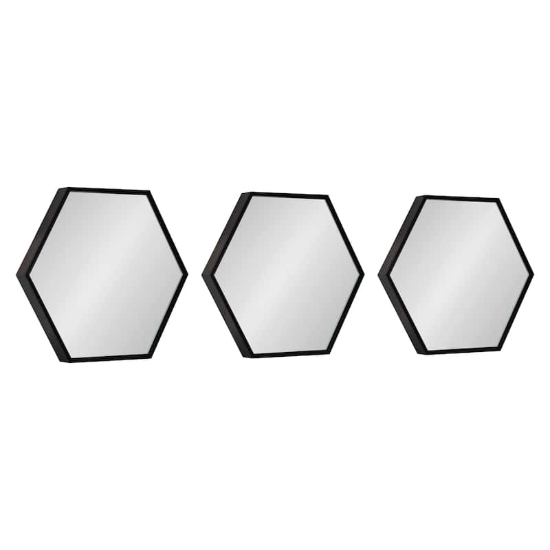 Kate and Laurel Rhodes Framed Hexagon Wall Mirror Set - 3 Piece 14x16 - Black
