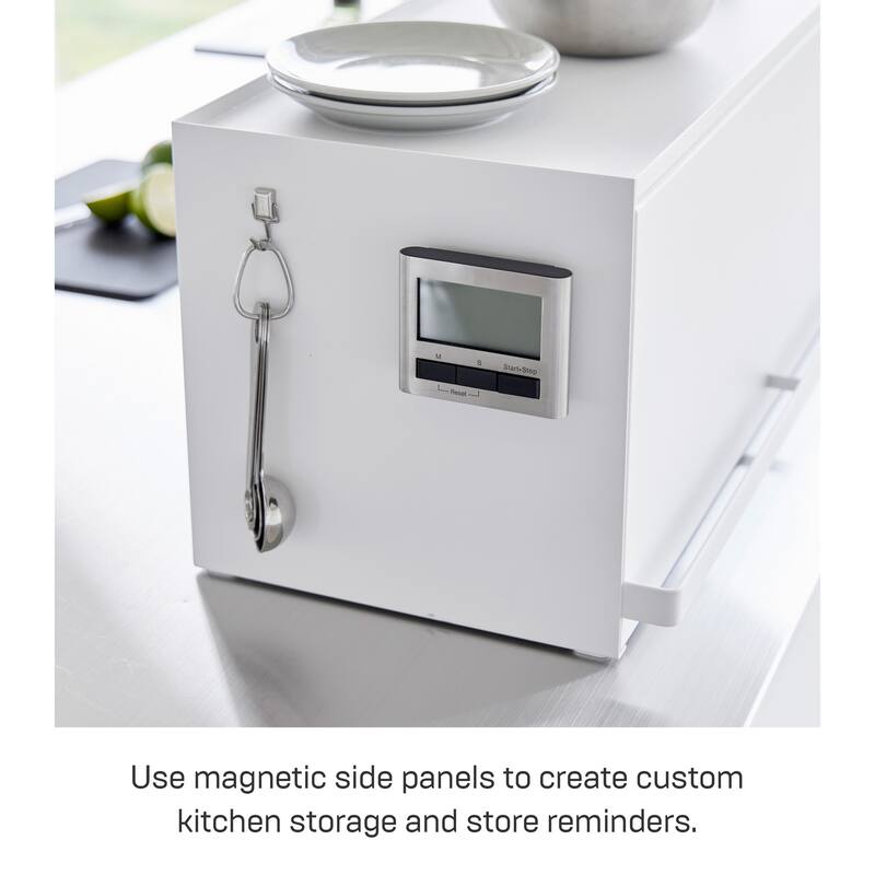 Yamazaki Home Front-Opening Countertop Storage Rack, Steel - L 10.51 x W 23.62 x H 9.92 inches