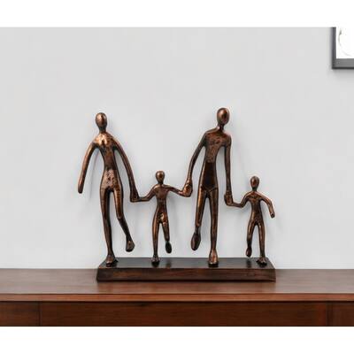 HomeRoots 13" Copper Aluminum People Tabletop Sculpture - 14.75' X '12.5' X '3.75