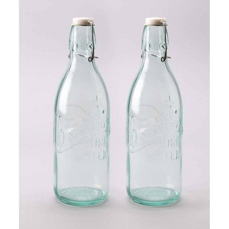 Amici Home Italian Recycled Green Milk Bottle - 34 Ounces