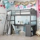 preview thumbnail 1 of 13, Twin Size Wooden Loft Bed With Drawers,Cabinet,Shelves and Desk for Home Grey