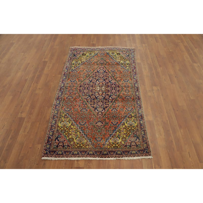 Hand Knotted Oriental 100% Wool Carpet Traditional Medallion Oranges & Rust Tabriz Area Rug - 5' 10'' X 3' 3''