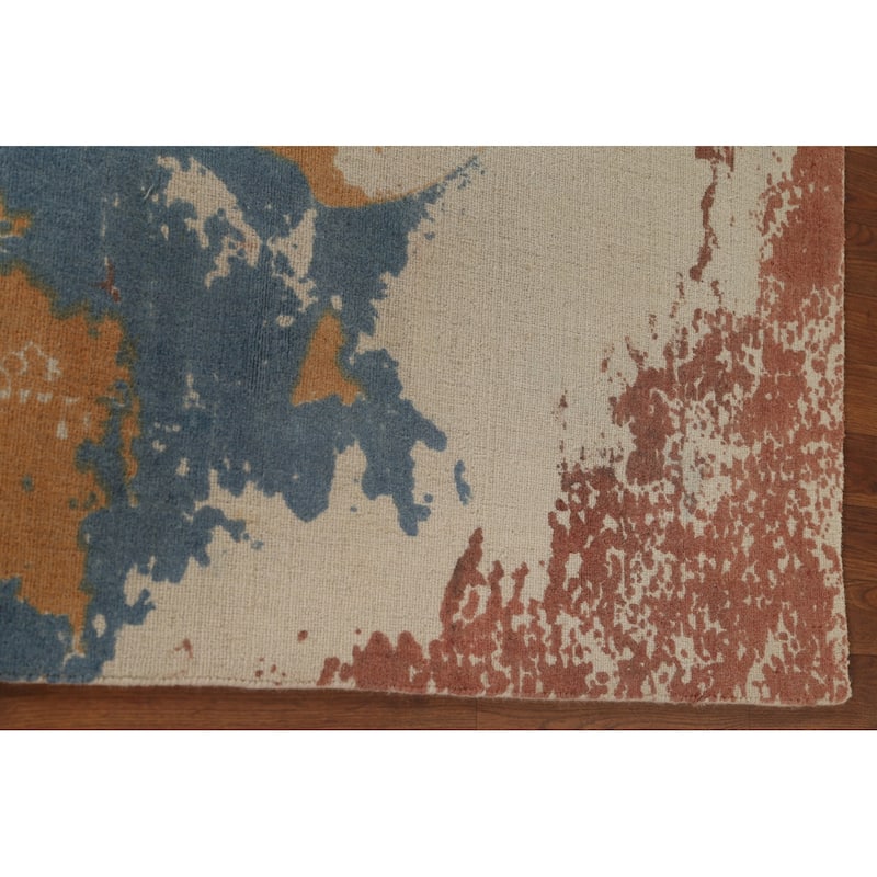 Nature Print Abstract Modern Area Rug Handmade Oriental Wool Carpet - 5'3"x 7'7"