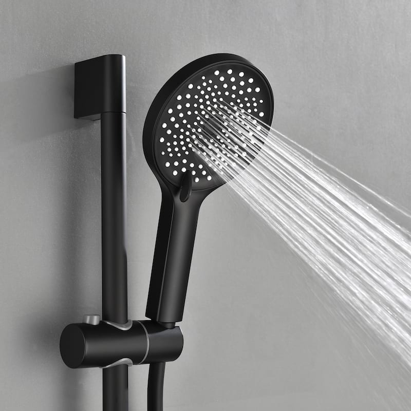 Modern Matte Black Wall Mounted Bathtub Faucet Shower System