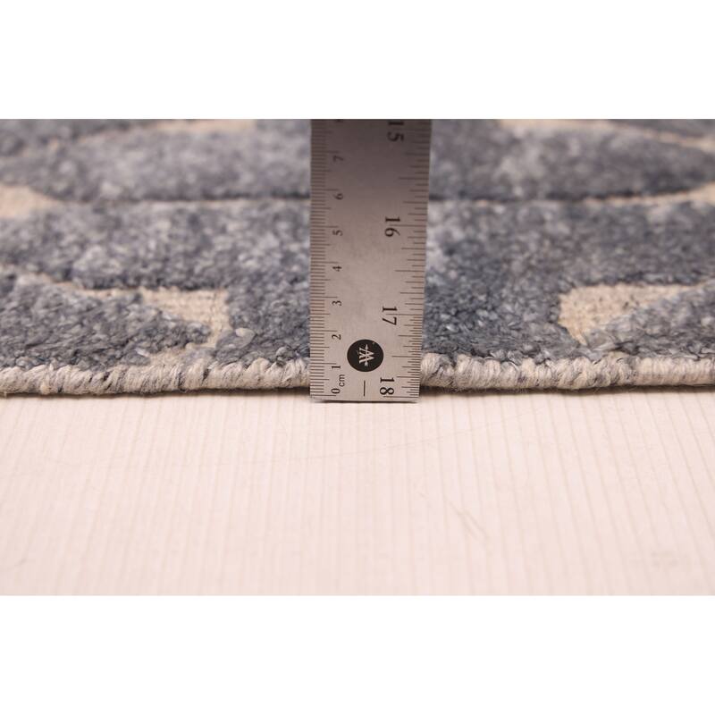 ECARPETGALLERY Hand-knotted Tangier Light Denim Blue Silk, Wool Rug - 5'1 x 8'1